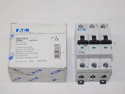 New Eaton FAZ-C3/3 278863 Moeller Mini Circuit Breaker 3A 15kA 3P Module Unit