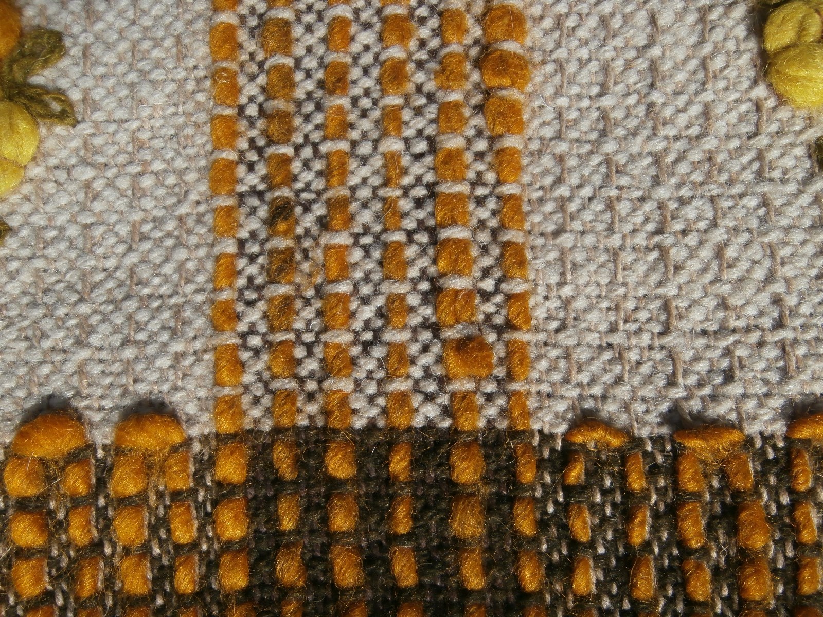 Table Runner Country Primative Woven Wool Crewel Embroidery Hand Made 24