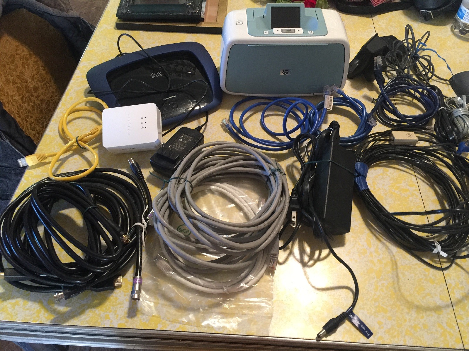 Misc. Computer /telephone Wires/chargers/plug Ins/ Hp Printer /Router For Parts