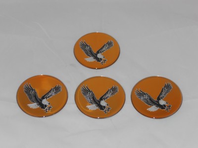 4 - GOLD EAGLE BIRD WHEEL RIM CENTER CAP ROUND STICKER LOGO 2.75'' 70mm DIAMETER