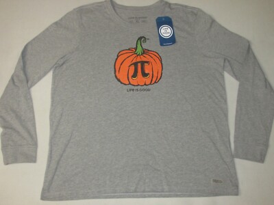 New with Tags!! Life is Good Women's Long Sleeve T-Shirt * Pumpkin Pie Pi * XL