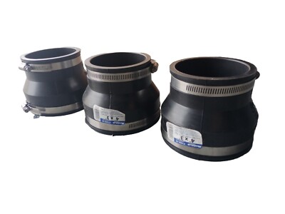 New 3 Pack Fernco Black Reducing Couplings  4X3 Rubber