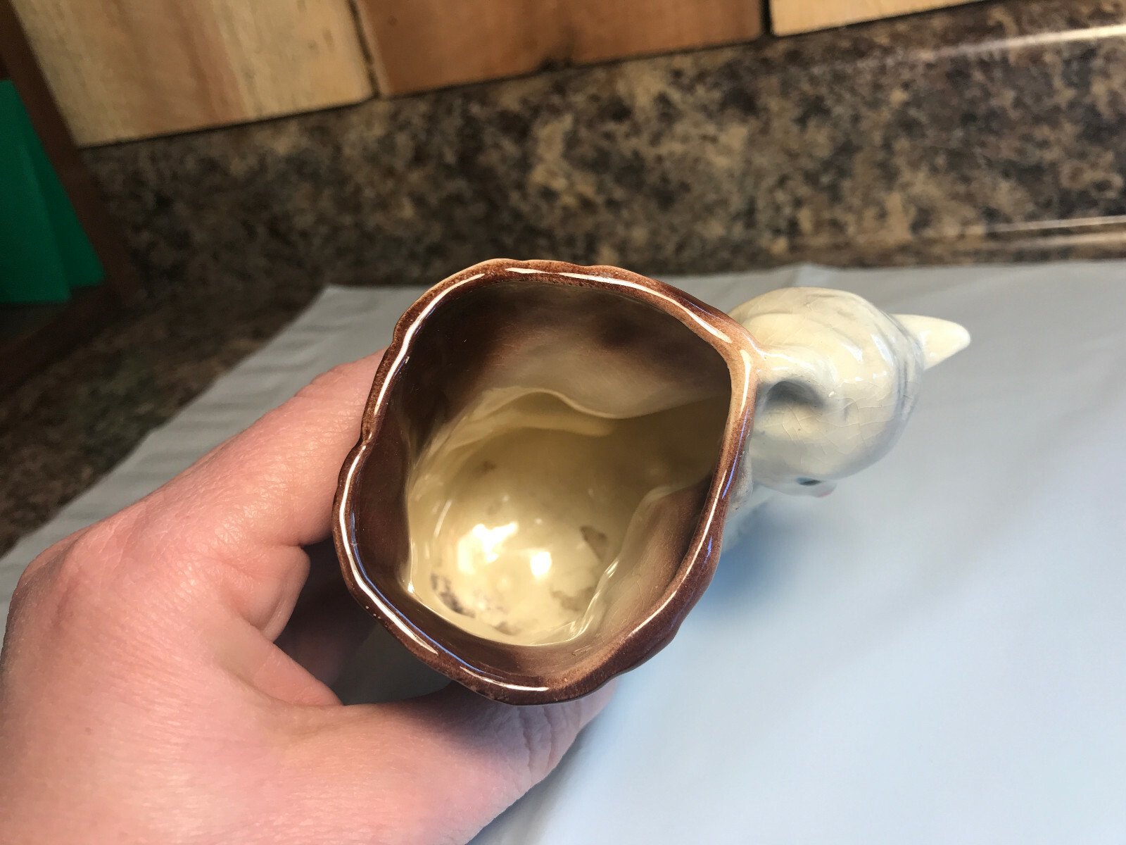 Vintage Ceramic Cat Climbing Tree Planter