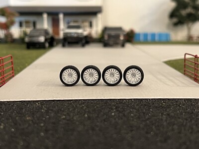 1/64 3D Printed Custom Chrome 26  Multispoke Single Wheels Farm Ranch Lifted