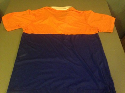 Vintage Mens Jack Nicklaus Orange & Blue 3-Button Cotton Blend Polo LARGE