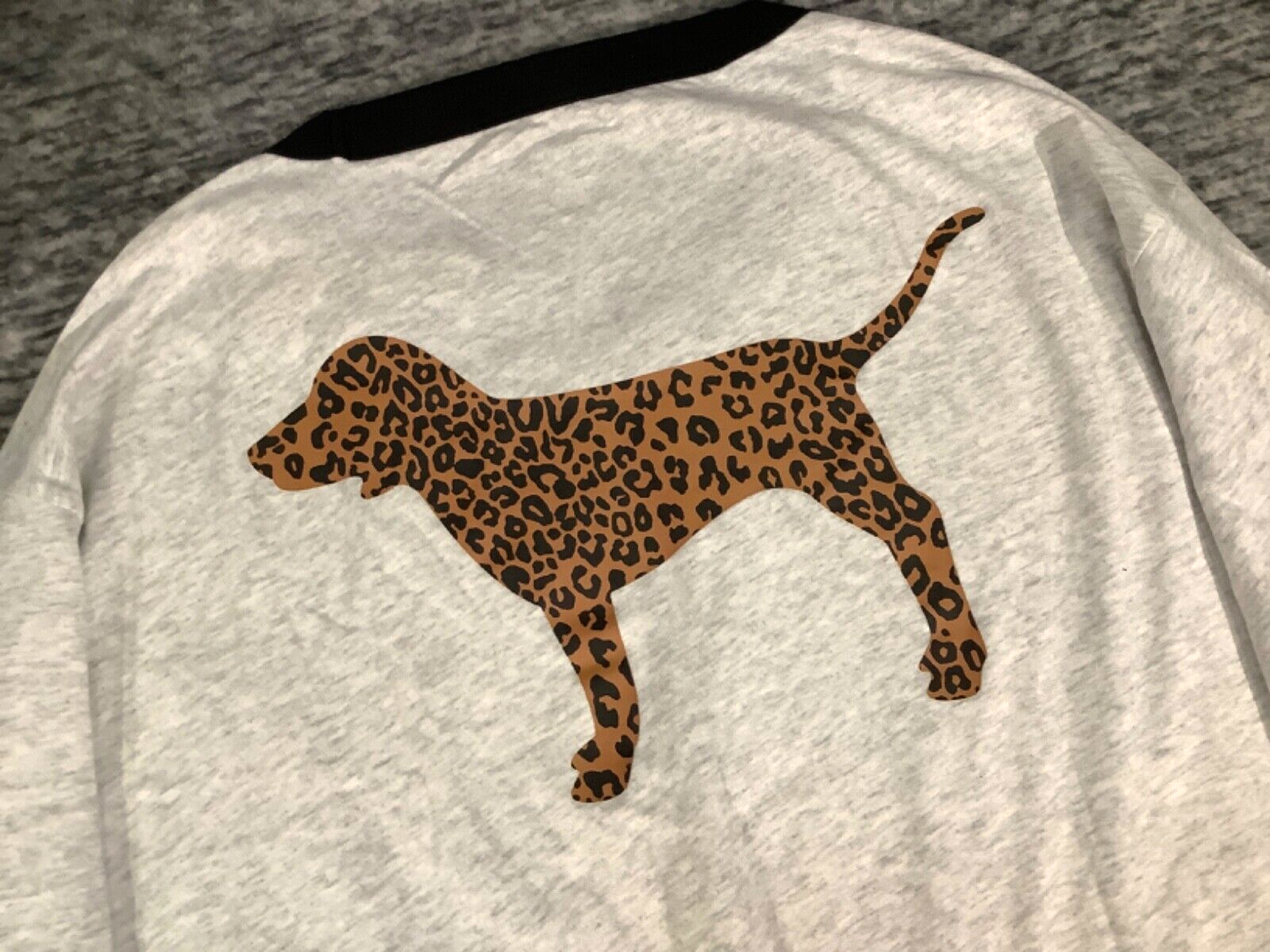 Victoria's Secret Pink Leopard Dog Campus Long Sleeve Tee