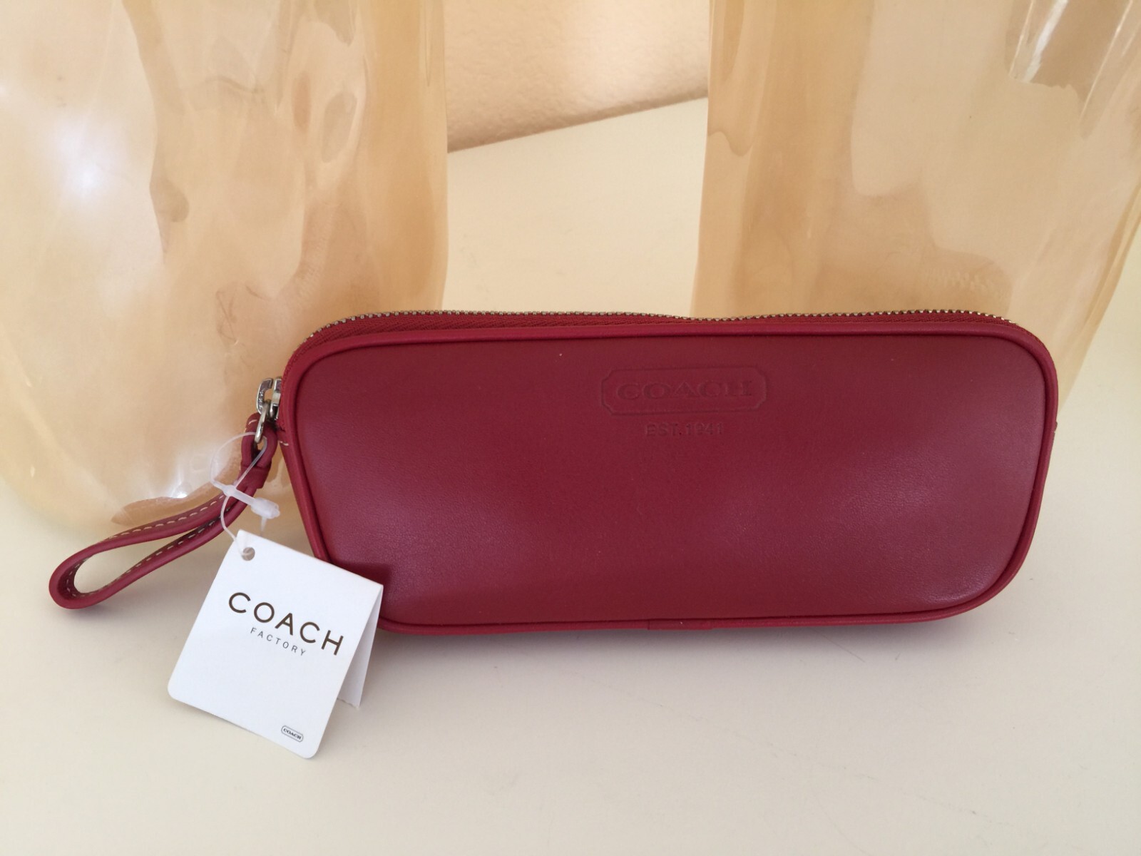 小物 VINTAGE COACH EYEGLASS CASE 7220 RED Vintage Coach Eyeglass Sunglass Soft Leather Case Bag Talk