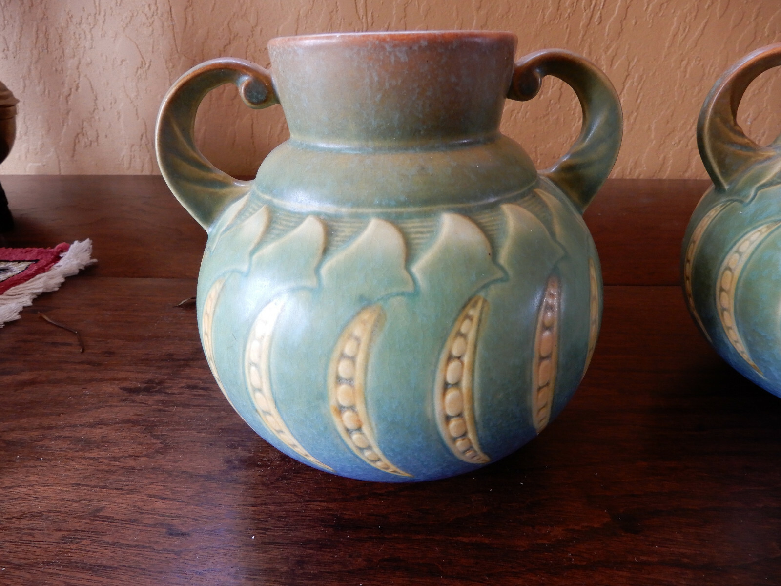 Roseville pottery Fallline blue pair