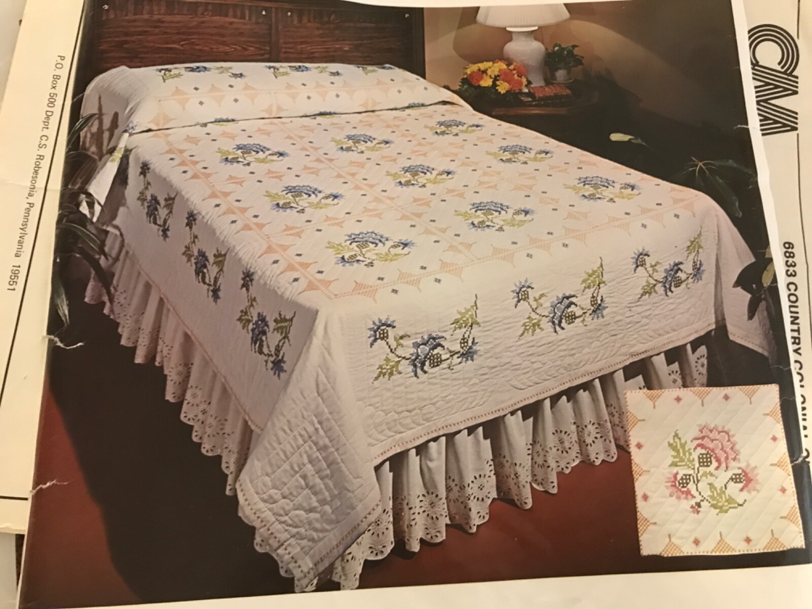 And Quilt Floss Thistle Quilt Kit Vintage Bucilla To Cross Stitch