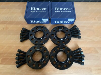 4 x 15mm Black Alloy Wheel Spacers Black + Bolts Audi A4 B8 B9 (R)