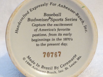 America's Favorite Pastime 1990 Budweiser Baseball Stein Mug Anheuser Busch