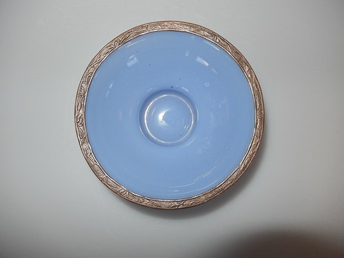 Peking Art Glass Bowl Embossed Copper Rim Circa 1890