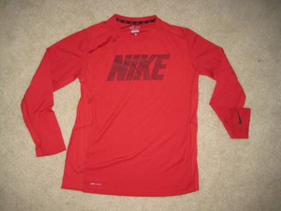 Boy39s Nike DriFit Red Long Sleeve Athletic Shirt Size L