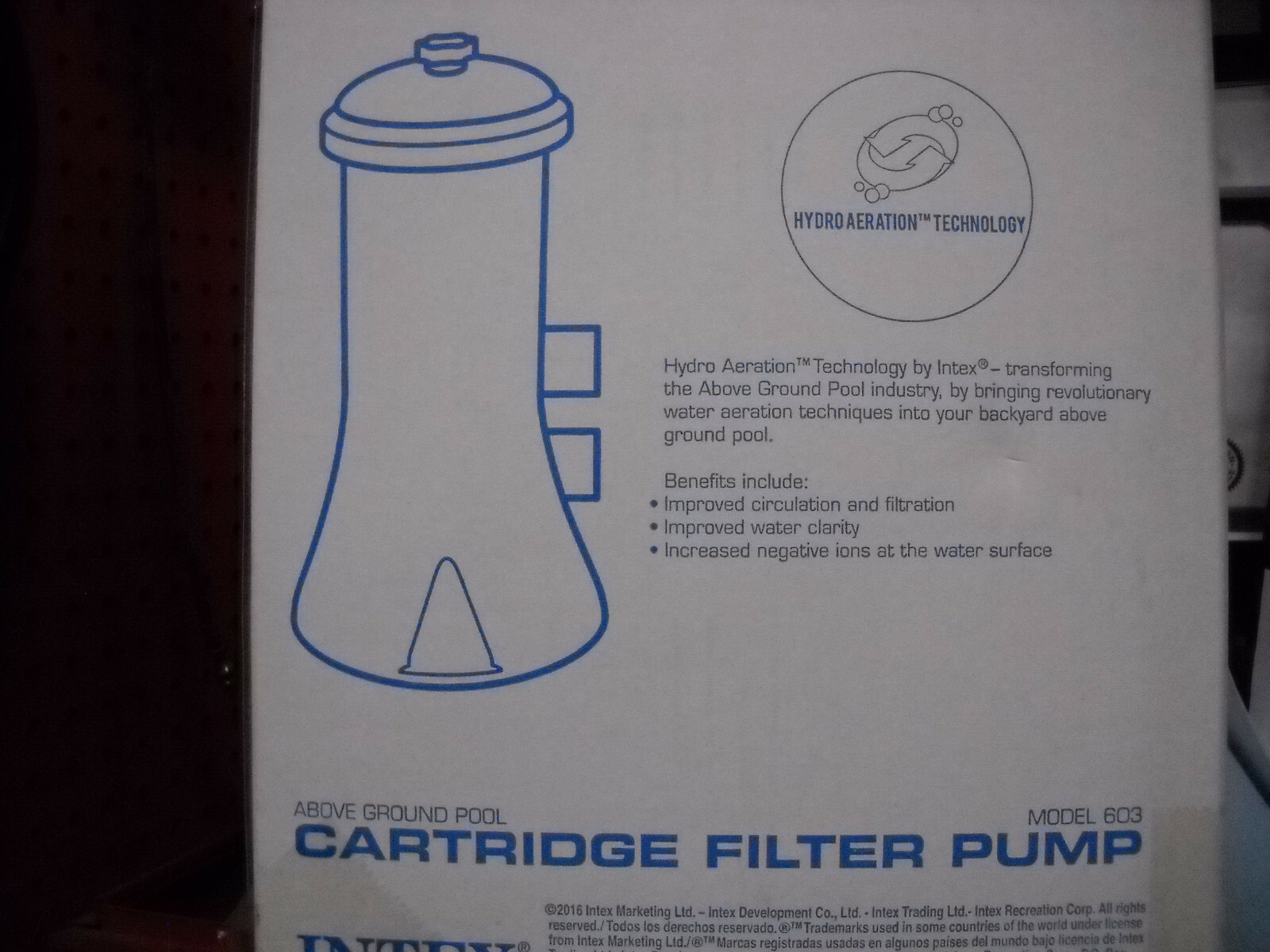 Intex Model 603 cartridge filter pump NEW