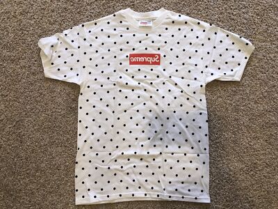 Supreme Comme des Garcons CDG Box Logo Polka Dots White L S