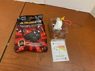 Exploding Kittens RAINBOW-RALPHING Backpack Hanger +Bonus Card (OPEN BOX)