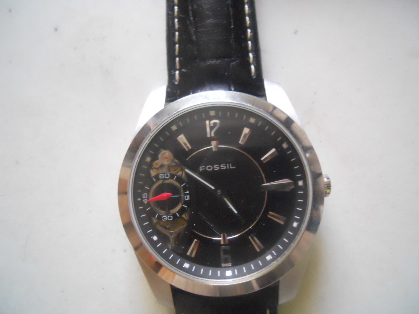 Fossil Twist Men's Black Leather band.Water-Resistant