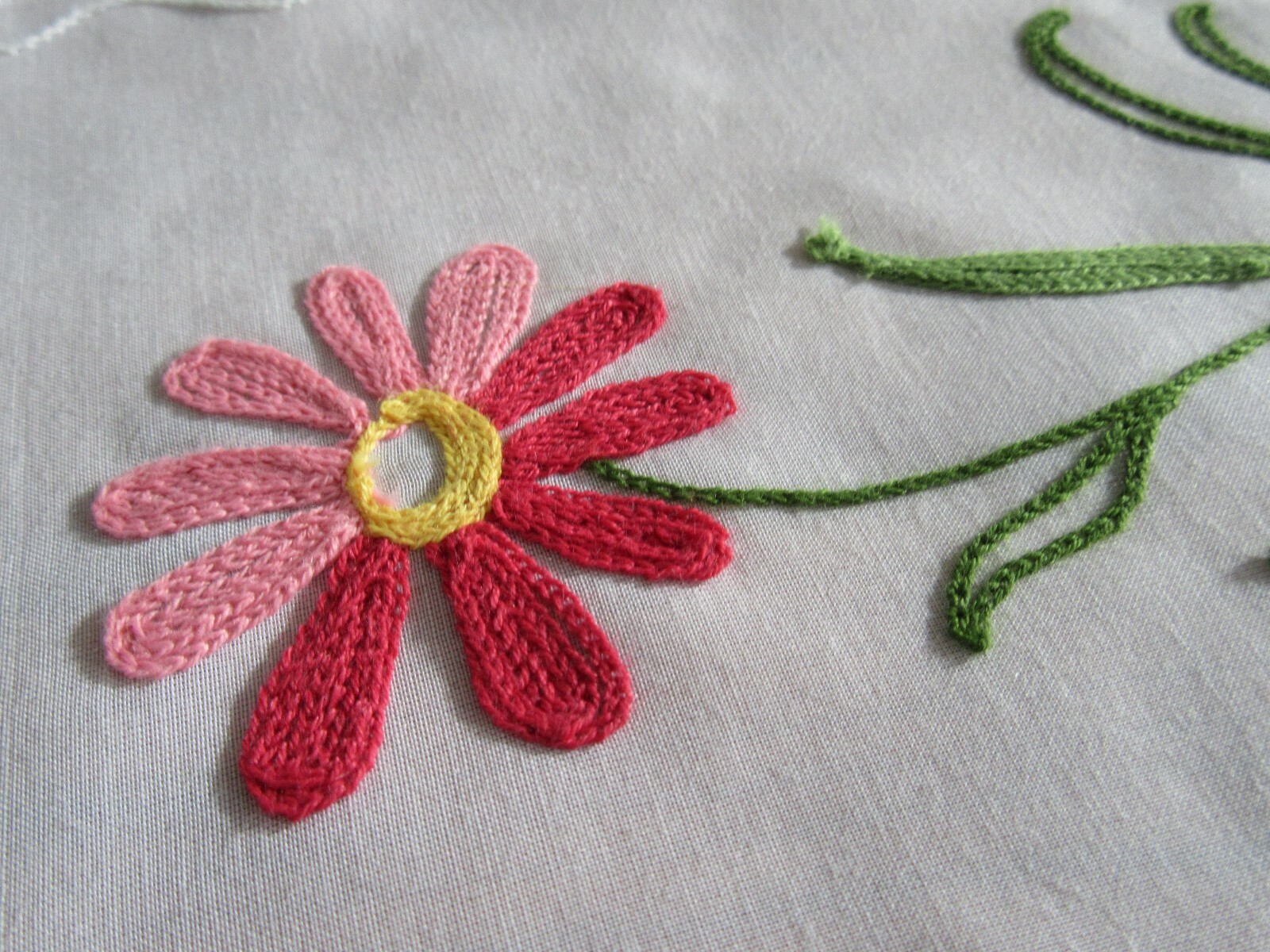 VINTAGE CURTAINS 4 PANELS SEMI SHEER WHITE EMBROIDERED PINK BLUE FLOWERS 35X35L