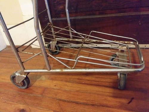 Antique Shopping grocery Cart Industrial Design Vintage Wire Streamline Original