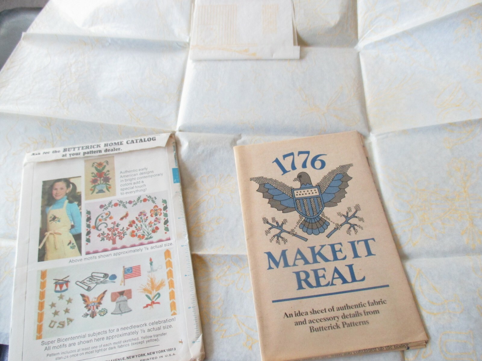 VINTAGE Butterick IRON-ON Embroidery TRANSFERS - #4308 AMERICANA THEME