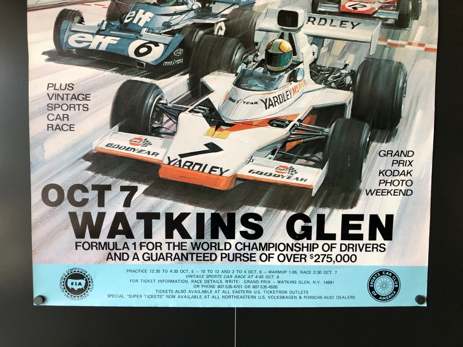 Watkins Glen The Grand Prix of the US (Oct 7, 1972) - Original Poster 22 x 28 NM