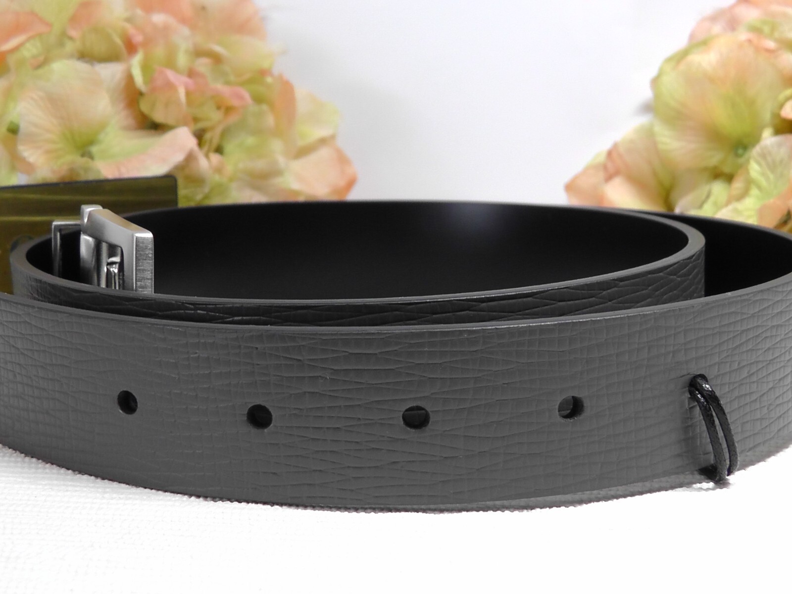 Pre-owned Ferragamo Salvatore  Men's Black/gray Leather Reversible Belt Size 34 / 34 Inches