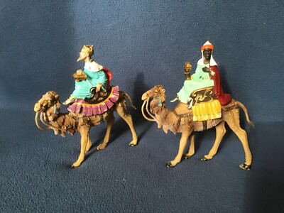 Vintage  2 Wise Men Kings On Camels 6.5'' Nativity Wiseman Magi