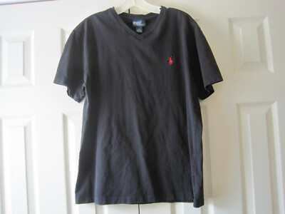 Polo by Ralph Lauren V-neck Black T-Shirt~Red Logo~Men's