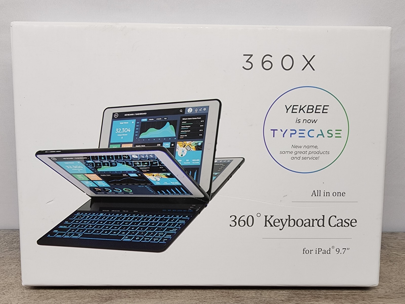 ALL-IN-ONE YekBee (TypeCase) 360X Keyboard Case KB201(N) for iPad 9.7 Black