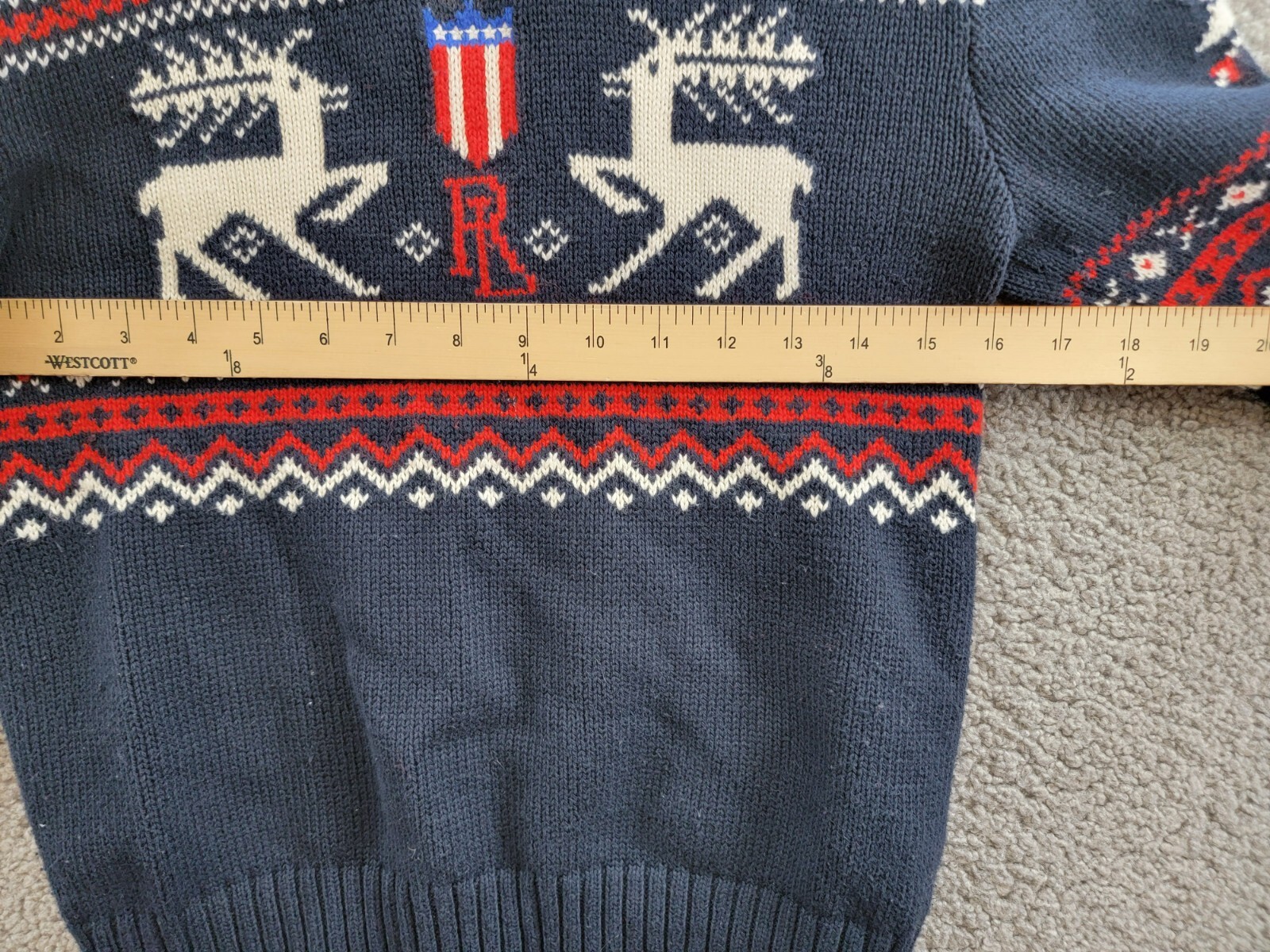 Polo Ralph Lauren Reindeer Wool Blend Shawl Sweater Boys' M (10-12) Navy Multi - Picture 6 of 17