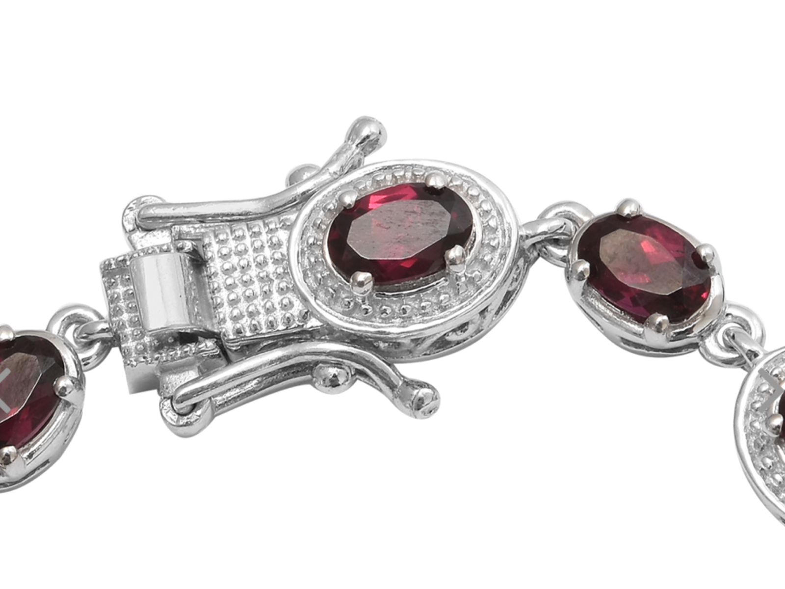 Orissa Rhodolite Garnet Bracelet, 8.00 TCW, Platinum over Sterling Silver, 6.50”