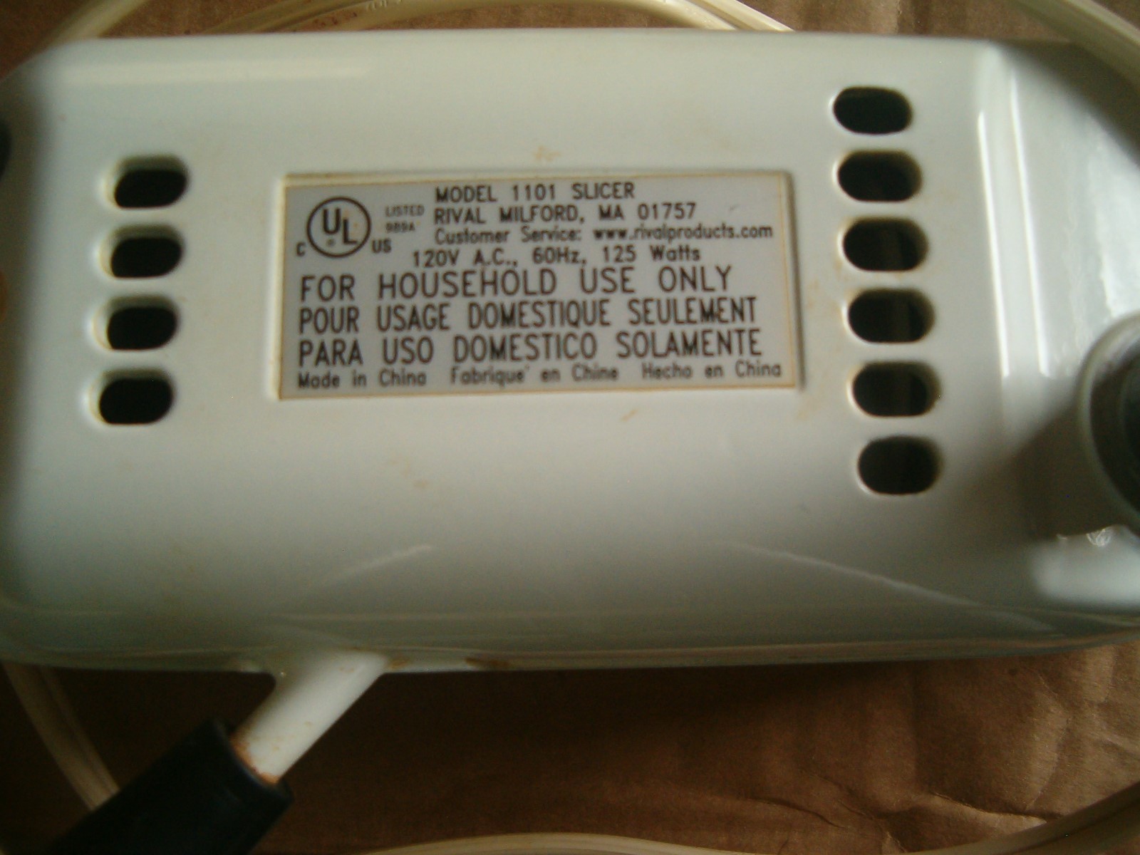 Rival 1101 Electric Food PRECISION Meat Slicer MOTOR