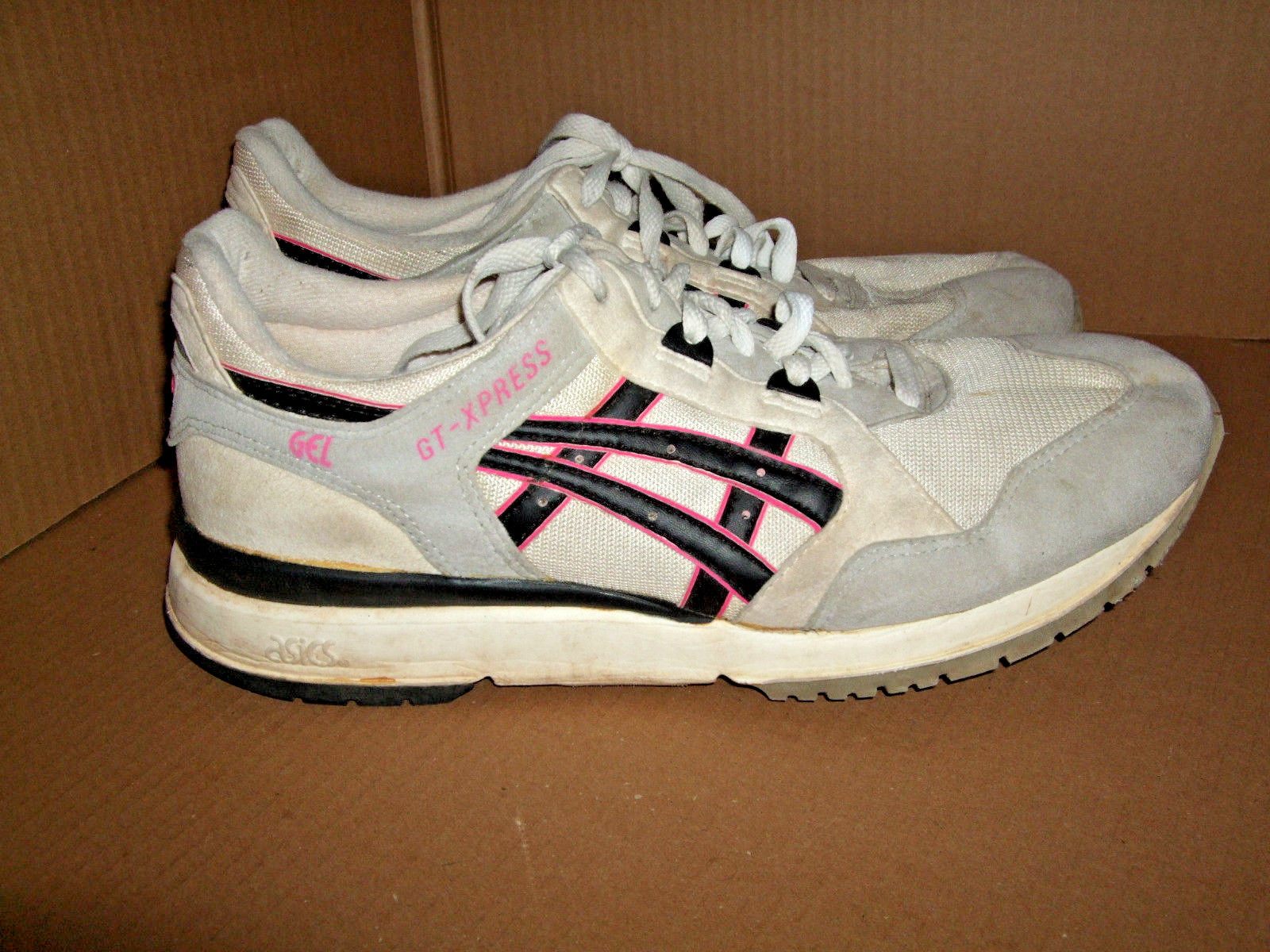 Vintage ASICS GEL GT-XPRESS Men's 10.5 Sneakers Running Shoes Blk White Pink GUC