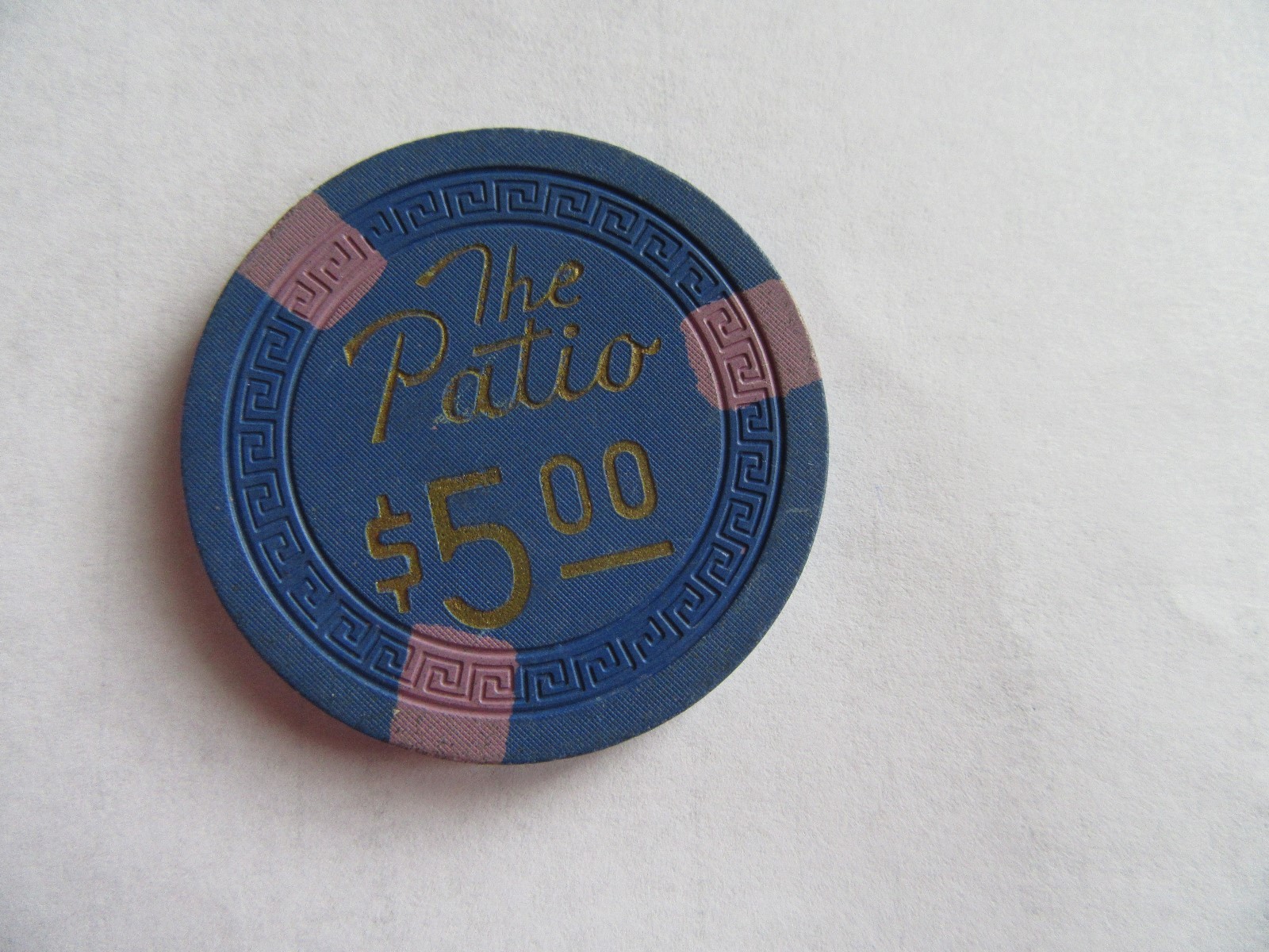 Casino  Chip 1954 The Patio $5.00 Las Vegas Nevada  Blue Poker Chip Rare