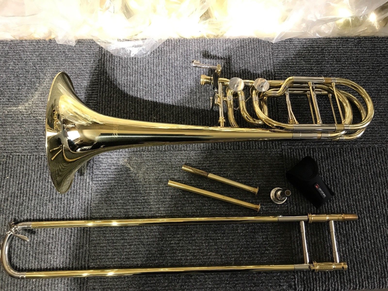 New Maass Bass Trombone Bb/F/Gb/D Independent Rotors in new Pro Tec PB309CT Case