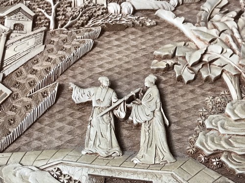 Arnart Imports Inc 1982 Dragon Dynasty Plate Tray Hand Carved Raised beautiful