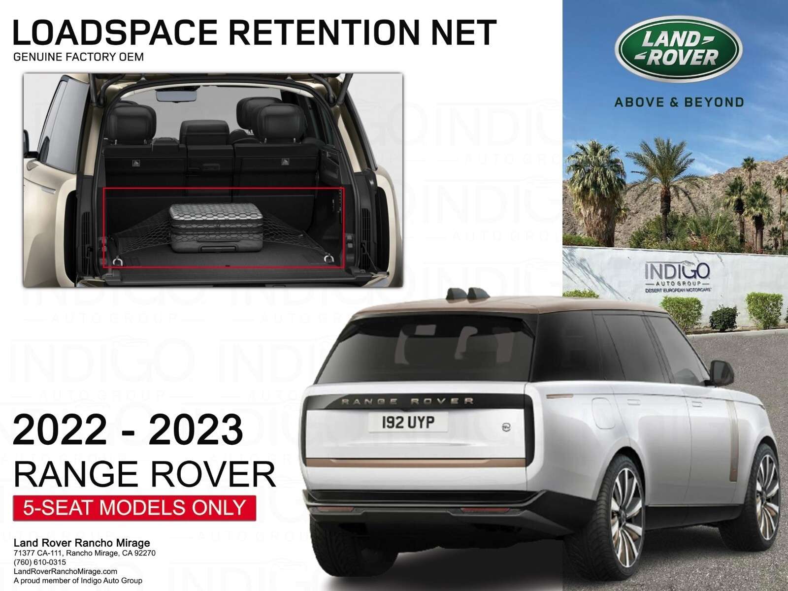 2022-2023 Range Rover 5-SEAT LOADSPACE RETENTION NET FACTORY