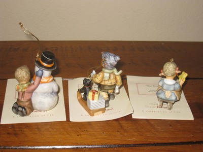 Berta Hummel Christmas Ornaments Off We Go, My First Snowman, Star Bright Goebel