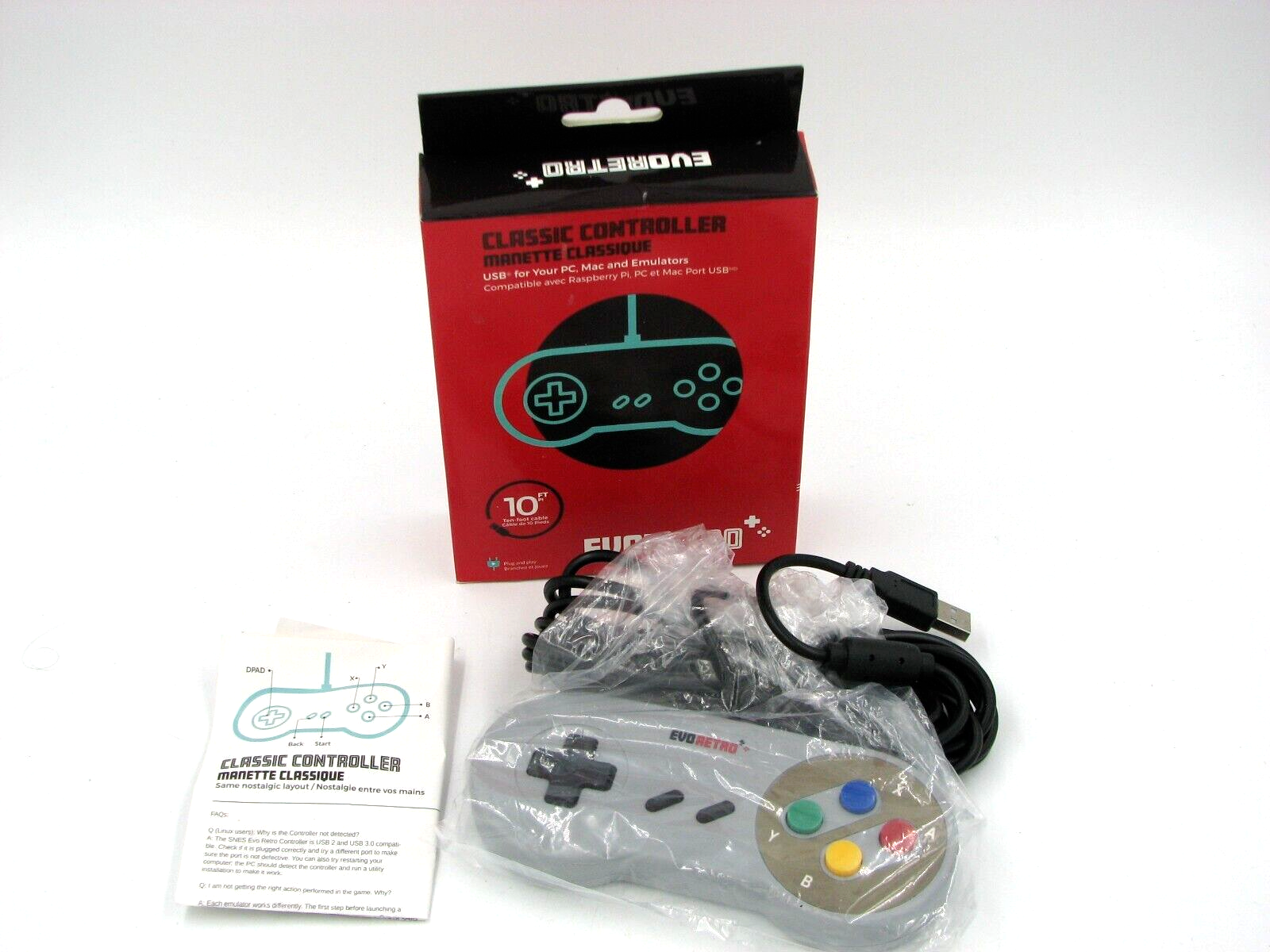 EVORETRO Super Nintendo style USB GAME PAD For PC/Mac/Raspberry Pi 