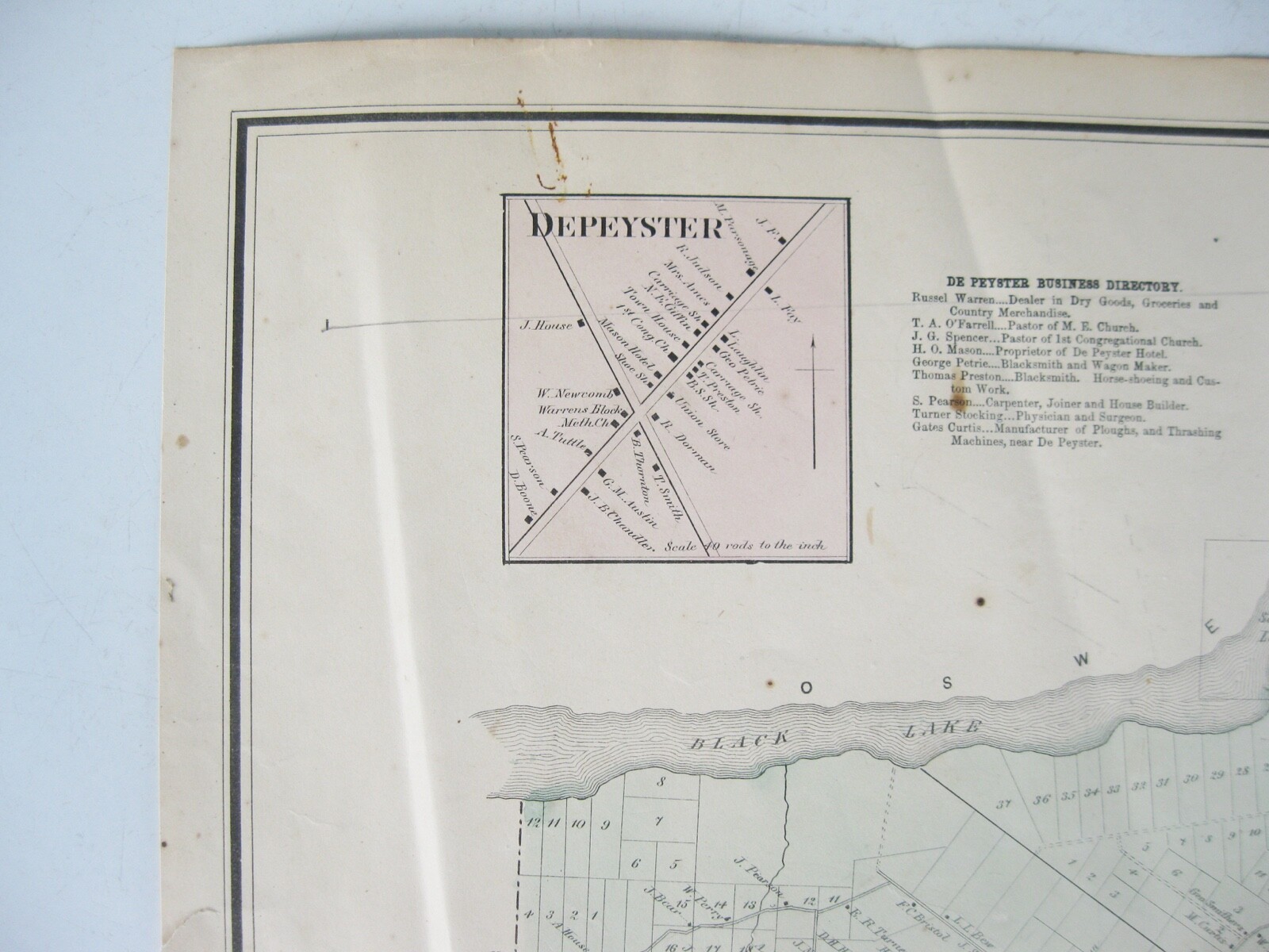 Vintage 1865 Map – Depeyster in St. Lawrence County, NY