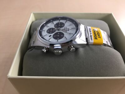 Pre-owned Orient Watch Sporty Neo 70's Neo Seventies Solar Panda Milky White Wv0041tx