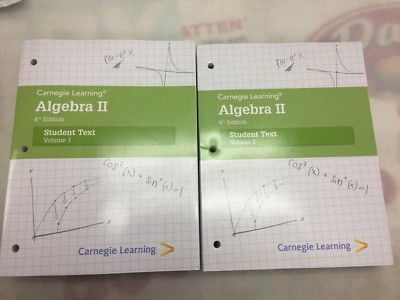 Carnegie Learning Algebra II 4th Edition Student Text Book Volumes 1 & 2 New