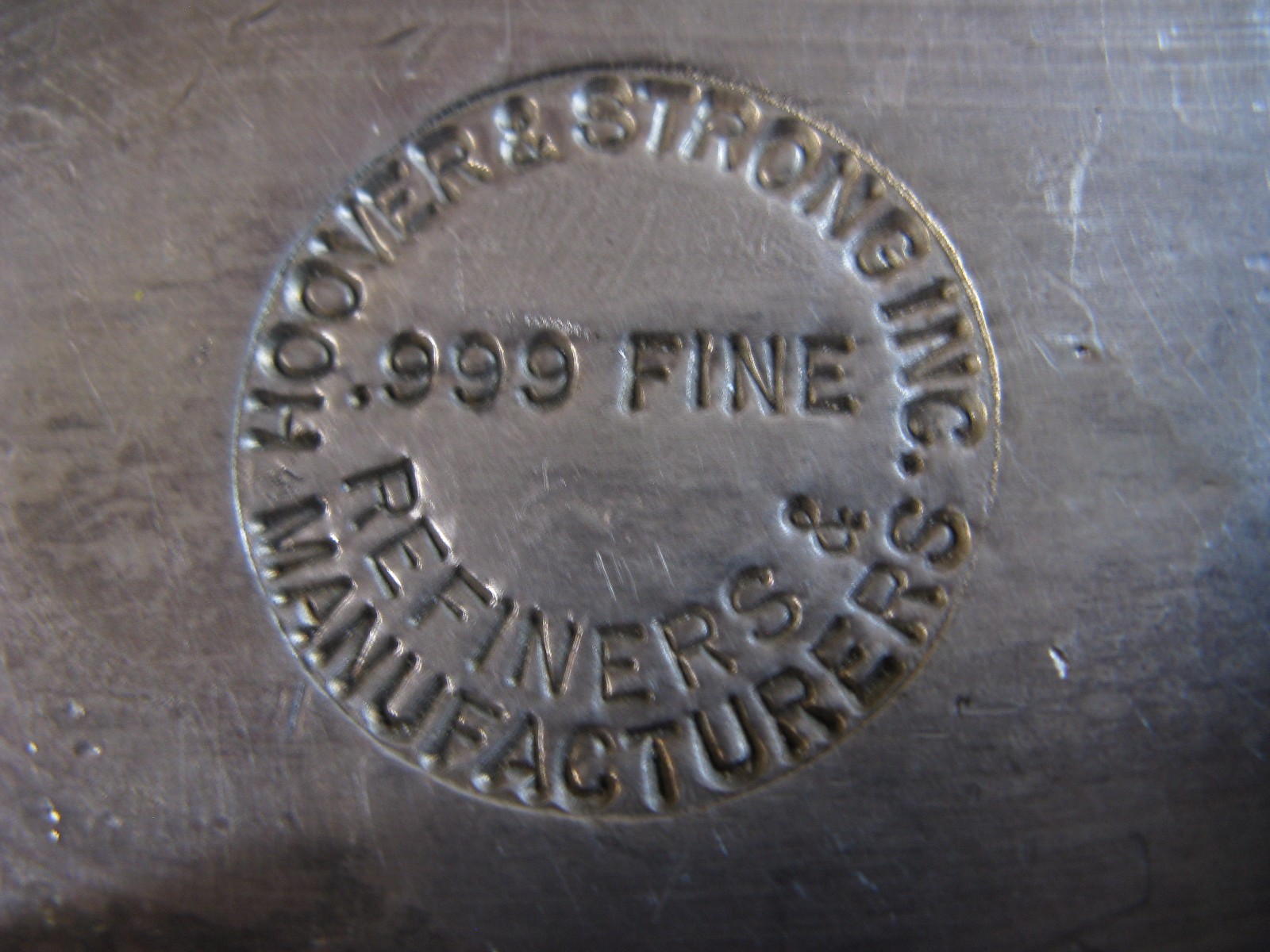 Poured 50.081 oz Silver Bar Hoover & Strong New York - Low mintage 1000