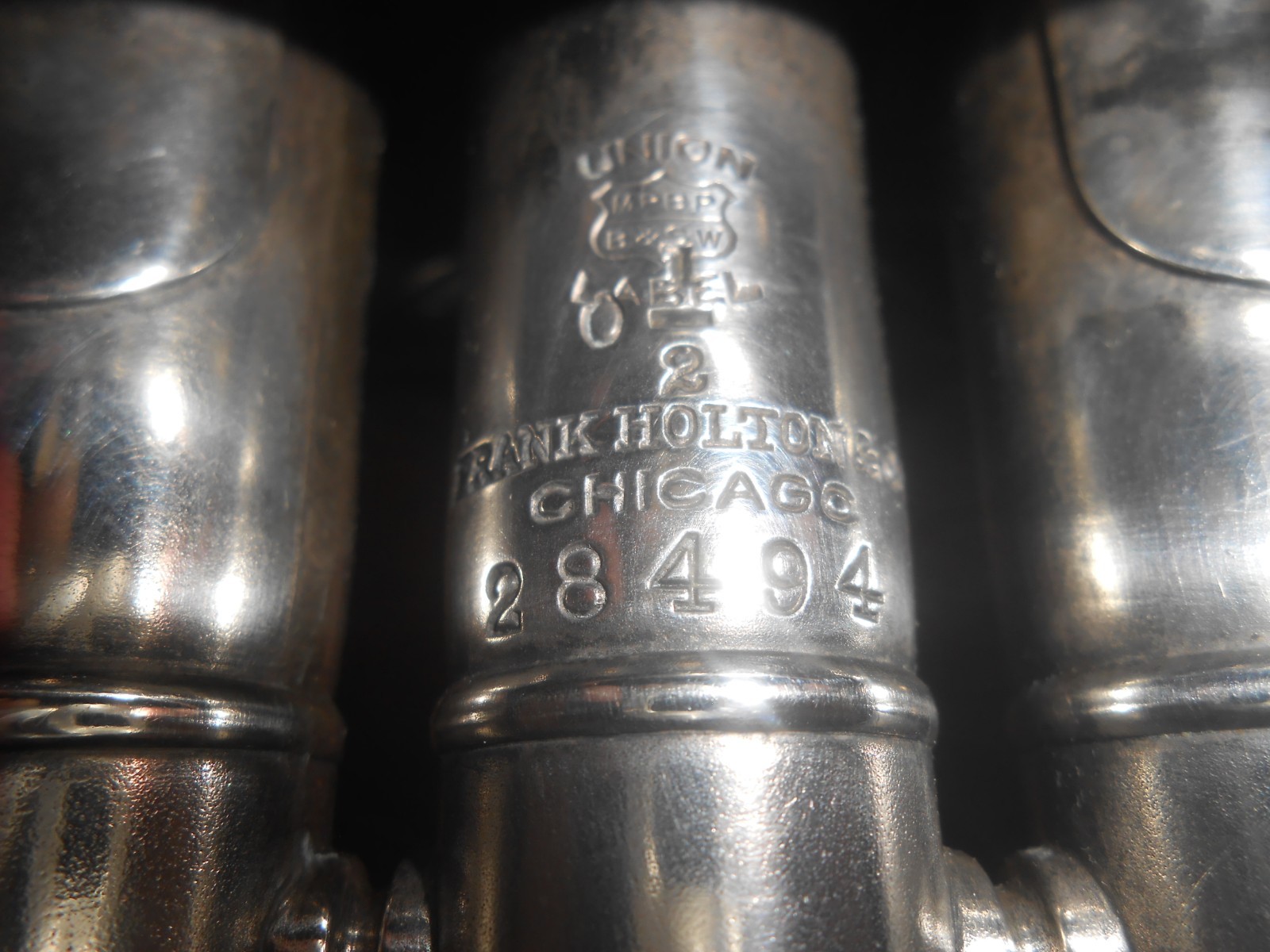 VINTAGE 1914-1915 FRANK HOLTON CHICAGO SILVER CORNET TRUMPET W/ MOUTHPIECE &case