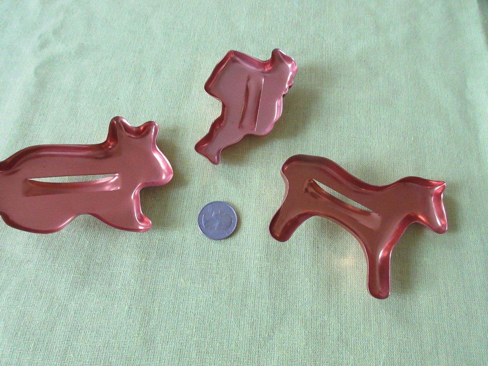 COPPER COOKIE CUTTERS HORSE RABBIT & SANTA MINTY CONDITION NEVER USED