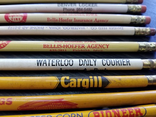 Vintage Lot 1950's Iows Advertising Wood Pencils Cargill Pioneer Sar & More!!