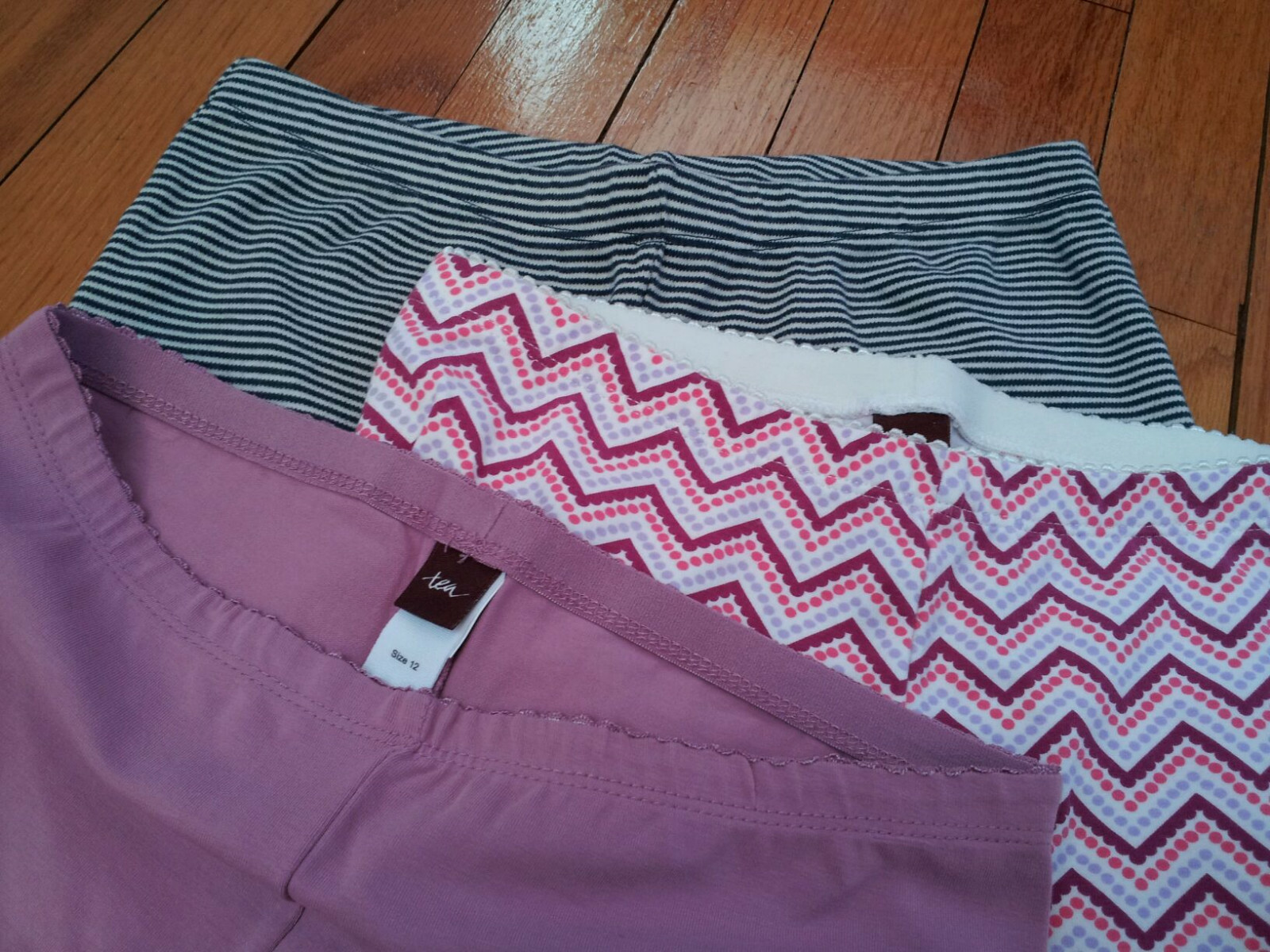 TEA Collection 3 PAIR! Girls size 12 striped leggings & capri / cropped FUN LOT
