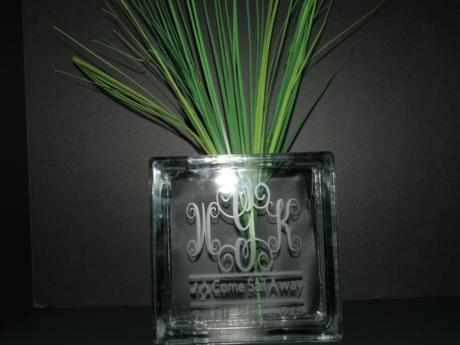 Personalized Wedding Song Etched Three Initial Monogram Vase Sand Unity set