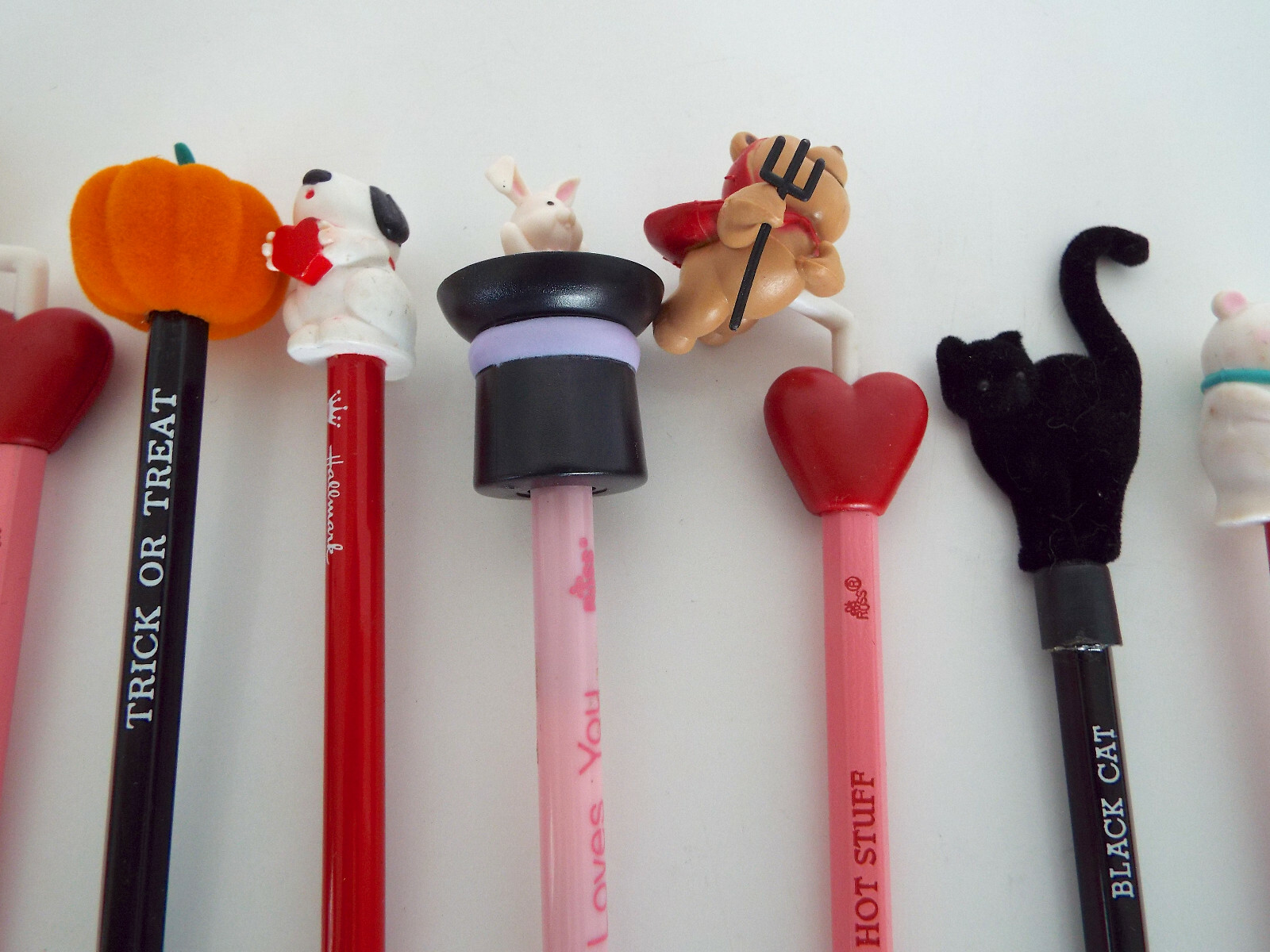 10 PENCILS TOPPERS Hallmark Russ Estate Lot Valentines Halloween Easter Pen NOS