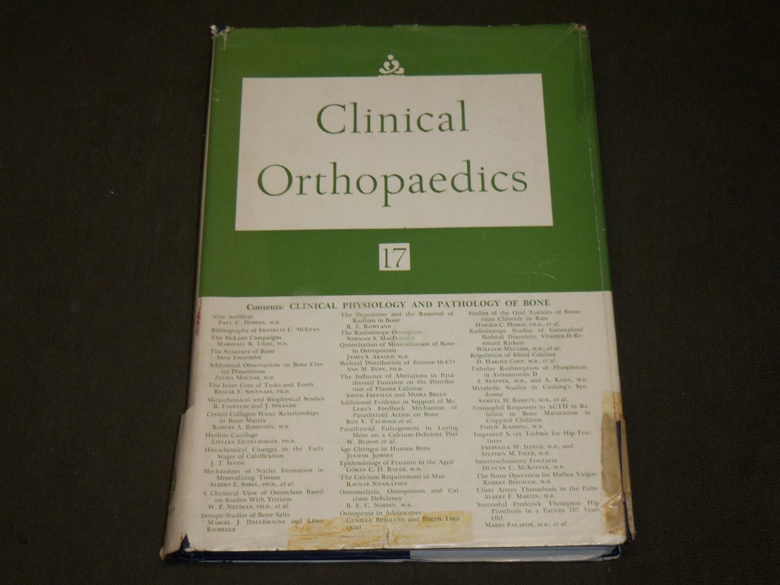 1960 CLINICAL ORTHOPAEDICS HARDCOVER BOOK #17 - KD 6299 | eBay